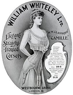 Corset Collection: Advertisement for William Whiteley elegant straight fronted corset. Date: 1906