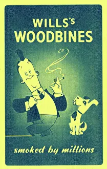 Smoked Prints: Advert, Wills Woodbines Cigarettes, playing card back