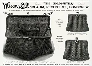 Mesh Prints: Advert for Wilson & Gill womens mesh chain bag & purse 1913