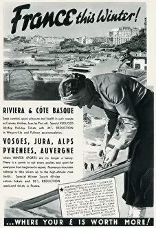 Adverts Gallery: Advert for winter holidays to France 1937