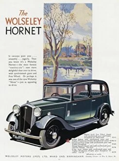 Images Dated 10th October 2012: Advert for Wolseley Hornet car 1933