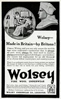 Images Dated 30th April 2017: Advert for Wolsey pure wool underwear 1914