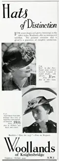 Tulle Prints: Advert for Woollands of Knightsbridge womens hats 1937