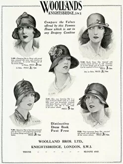 Advertising Gallery: Advert for Woollands womens hats 1929
