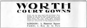 Advert for Worth Court Gowns, London and Paris, 1927 Date: 1927