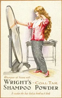 Advertisement for Wrights coal tar shampoo powder