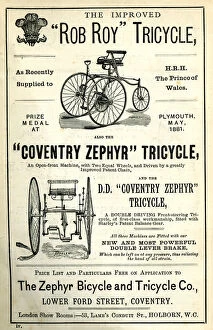Images Dated 6th September 2017: Advertisement, Zephyr Bicycle and Tricycle Co, Coventry