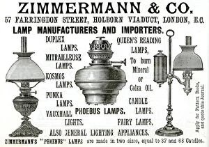 Images Dated 19th July 2017: Advert in Zimmermann & Co. lamps 1888