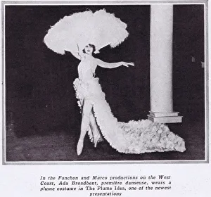 Vaudeville Prints: Ada Broadbent wearing an exotic plumed and feathered