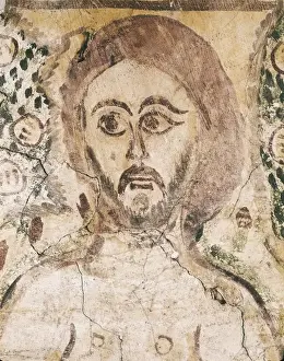 Adam and Eve. 10th c. Coptic art. Fresco. EGYPT