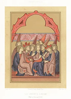 13th Century Prints: Adam with his male descendants, 13th century