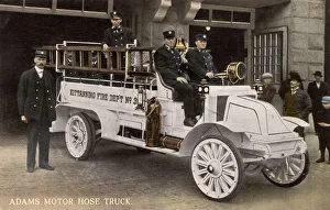 Adams Gallery: Adams Motor Hose Truck with firemen, Findlay, Ohio, USA