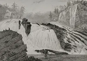 Rochelles Prints: Adley Falls. Hudson river. State of New York - Milbert
