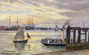 Admiral Nelson's flagship The Victory in Portsmouth Harbour. Date: circa 1920