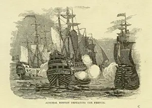 Defeats Prints: Admiral Rodney defeats French navy, Battle of the Saintes