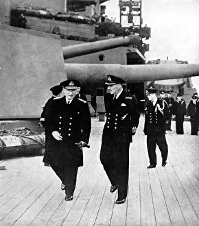 Admiral Tovey and Captain Leach on the deck of HMS Prince o
