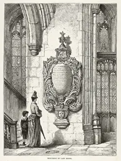 Sightseers Prints: Admiring Tomb in Church