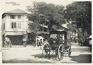 Saigon Prints: Adran Street - Saigon with horse cab