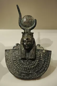 Egyptians Gallery: Aegis with head of Hathor with horns of a cow and sun disc