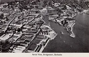 Caribbean Prints: Aerial (birds eye) view - Bridgetown, Barbados, West Indies