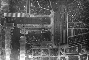 Images Dated 23rd August 2011: Aerial photograph of an urban area with harbour during WW1