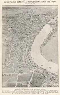 Seventeenth Prints: Aerial View of 17th century London