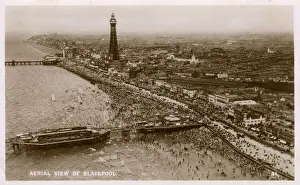 Packed Prints: Aerial View of Blackpool including famous beach and Tower