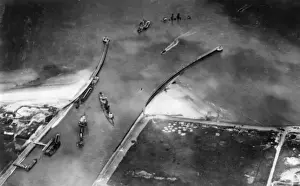 Aerial view of Bruges Canal, Zeebrugge, Belgium, WW1