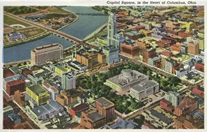 Images Dated 18th March 2019: Aerial view of Capitol Square, Columbus, Ohio, USA