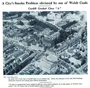 Cardiff Gallery: Aerial view of Cardiff, showing less smoke pollution