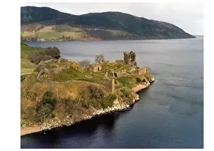 Highlands Prints: Aerial view of Castle Urquhart, Loch Ness, Scotland