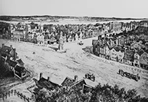 1620s Prints: Aerial view of Charing Cross, London