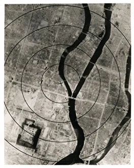 Aiming Prints: Aerial view of the city of Hiroshima, Japan, atom bomb 1945