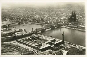 Images Dated 26th May 2020: Aerial View of Cologne, Germany, featuring the Hohenzollern Bridge over the River Rhine