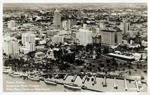 Florida Prints: Aerial view of Downtown Miami, Florida, USA