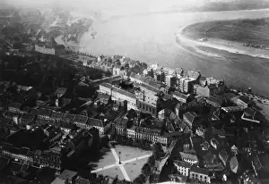 Rhine Prints: Aerial view of Dusseldorf, Germany