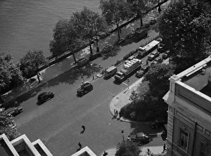 Aerial view of Embankment near Westminster, London