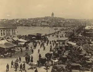 Galata Prints: Aerial view of the Galata Bridge, Istanbul