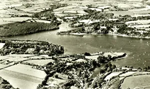 Helford Prints: Aerial view, Helford River, Cornwall