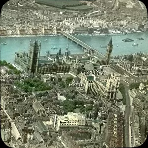 *NEW* Glass Lantern Slide Scans Collection: Aerial view of Houses of Parliament