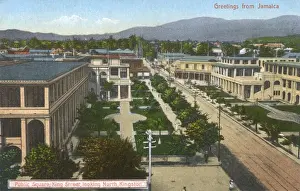 Aerial view of King Street, Kingston, Jamaica, West Indies