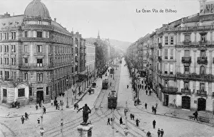 Aerial view, La Gran Via, Bilbao, Spain