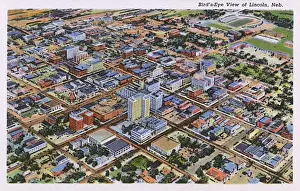 Nebraska Prints: Aerial view of Lincoln, Nebraska, USA