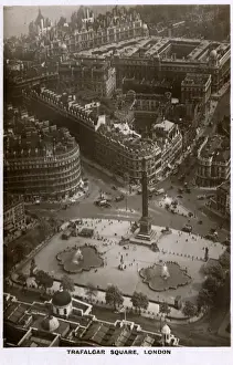 Trafalgar Prints: Aerial View looking down on Trafalgar Square, London