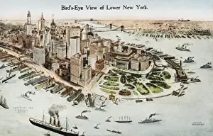 Sky Line Prints: Aerial view of lower New York