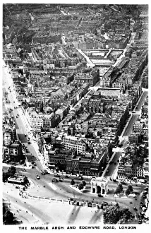 Edgware Prints: Aerial view, Marble Arch and Edgware Road, London