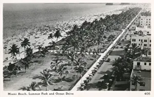 Miami Prints: Aerial view of Miami Beach, Florida, USA