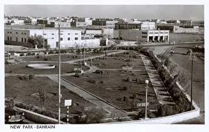 Bahrain Prints: Aerial view of New Park, Bahrain, Persian Gulf