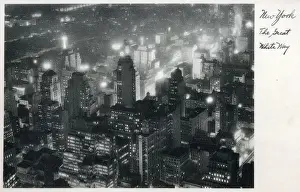 Illuminations Prints: Aerial View of New York - Manhattan - The Great White Way
