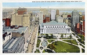 Images Dated 23rd April 2021: Aerial view - New York Public Library and Bryant Park, NYC